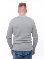 Светр чоловічий сірий приталений з коміром на блискавці 1414-3