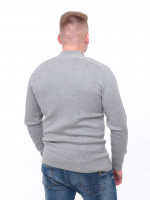 Светр чоловічий сірий приталений з коміром на блискавці 1414-3