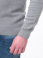 Светр чоловічий сірий приталений з коміром на блискавці 1414-3