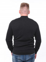 Светр чоловічий темно-сірий приталений з коміром на блискавці 1414-4