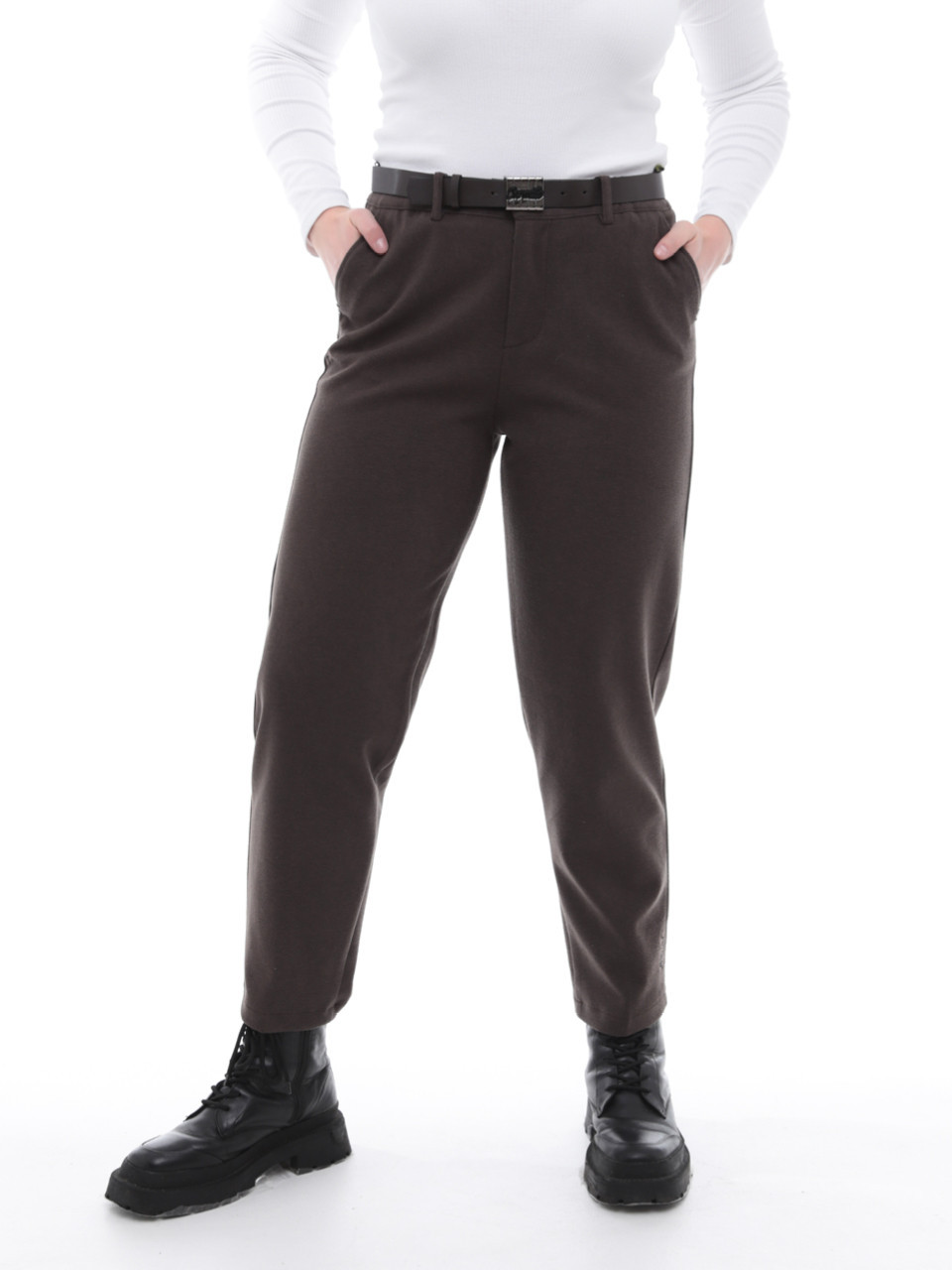 Брюки женские коричневые МОМ теплые 20344-B-1