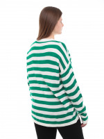 Светр жіночий зелений в смужку подовжений тонкий 224286-1-Т