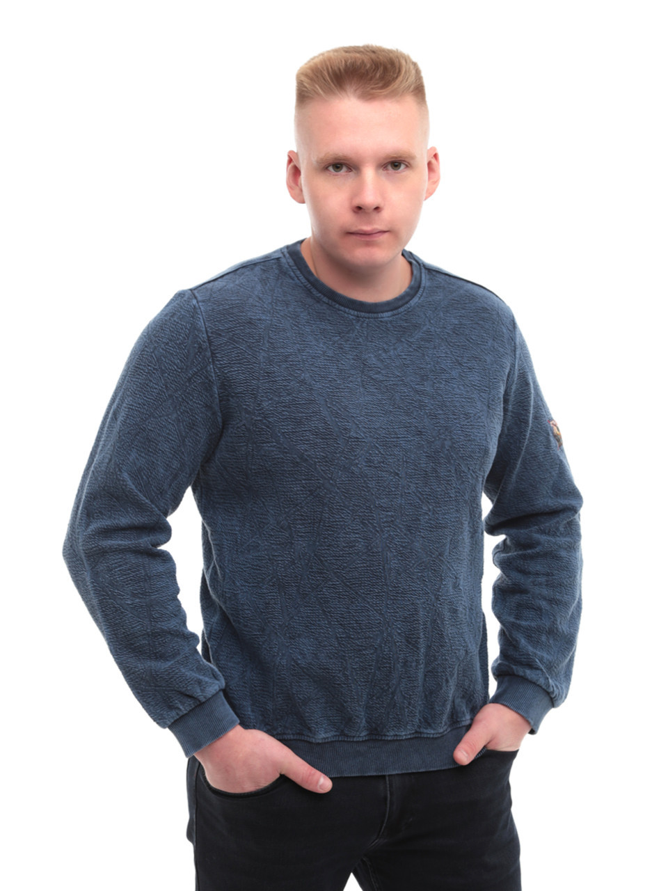 Світшот чоловічий синій прямий однотонний 6424-1