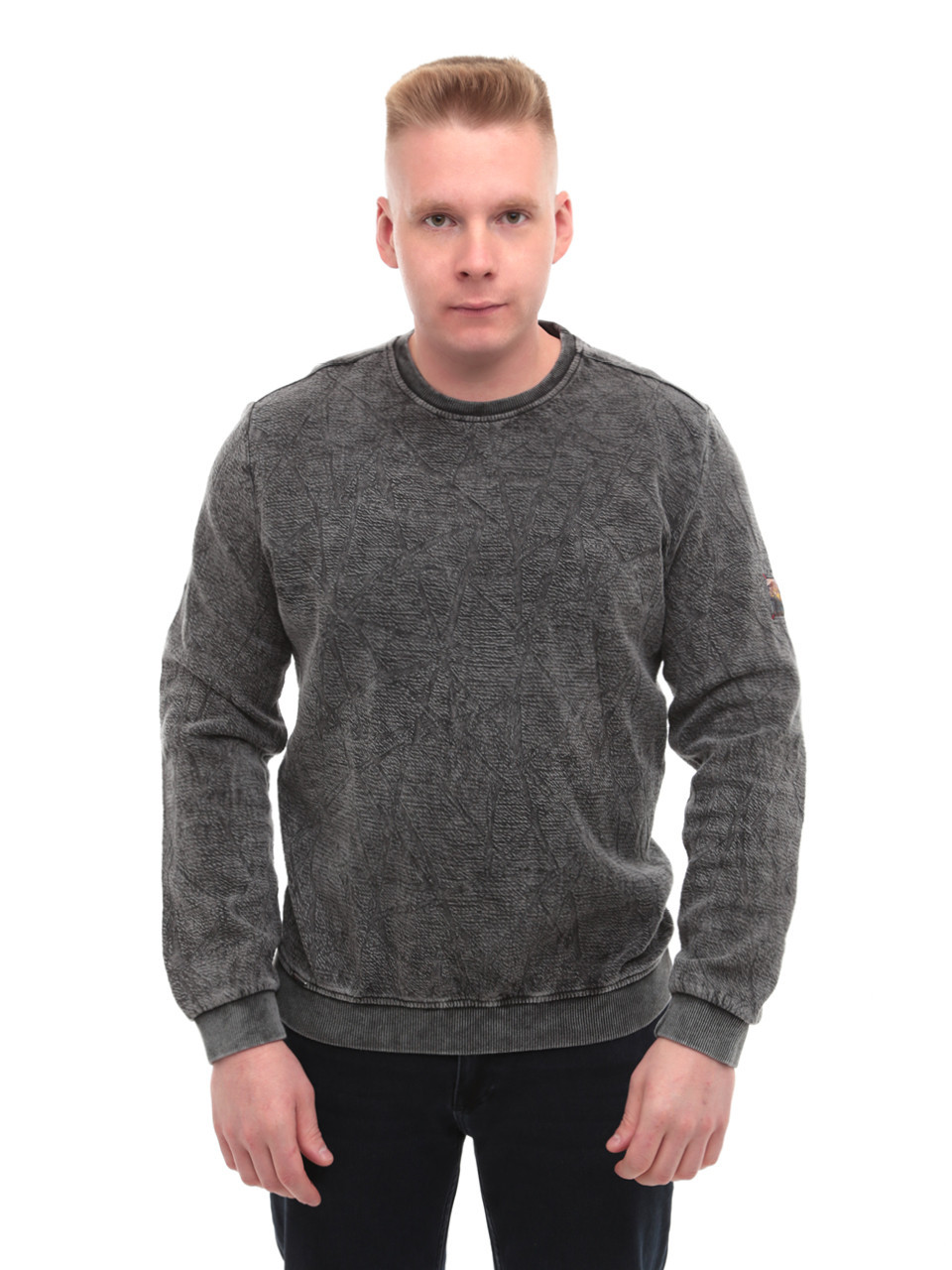 Світшот чоловічий чорний прямий однотонний 6424-2