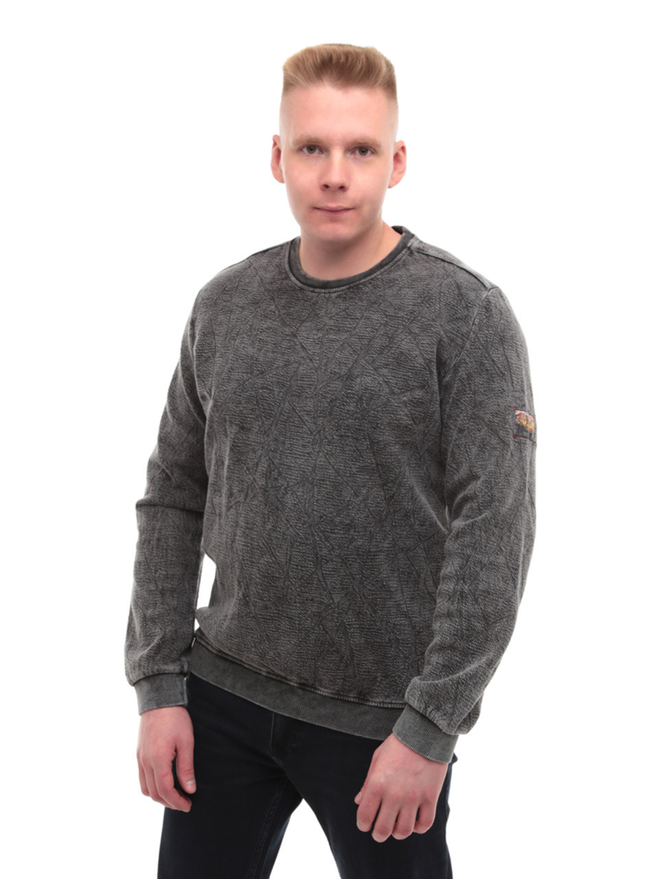 Світшот чоловічий чорний прямий однотонний 6424-2