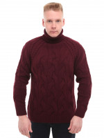 Свитер мужской бордовый вязанный зимний с воротом 230-519-7