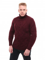 Свитер мужской бордовый вязанный зимний с воротом 230-519-7