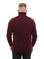 Свитер мужской бордовый вязанный зимний с воротом 230-519-7