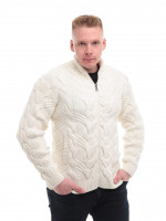 Свитер мужской белый зимний вязаный на молнии 230-608-2