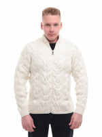 Свитер мужской белый зимний вязаный на молнии 230-608-2