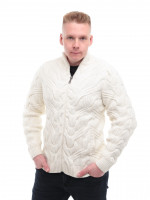 Свитер мужской белый зимний вязаный на молнии 230-608-2