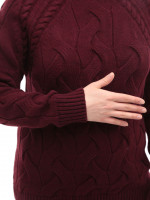 Свитер женский бордовый вязаный зимний с горлом 230-519-7-w