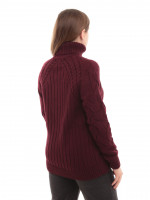 Свитер женский бордовый вязаный зимний с горлом 230-519-7-w