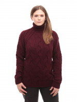 Свитер женский бордовый вязаный зимний с горлом 230-519-7-w