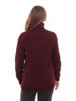 Свитер женский бордовый вязаный зимний с горлом 230-519-7-w