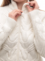 Светр жіночий білий зимовий на блискавці з коміром 230-608-2-w
