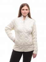 Светр жіночий білий зимовий на блискавці з коміром 230-608-2-w