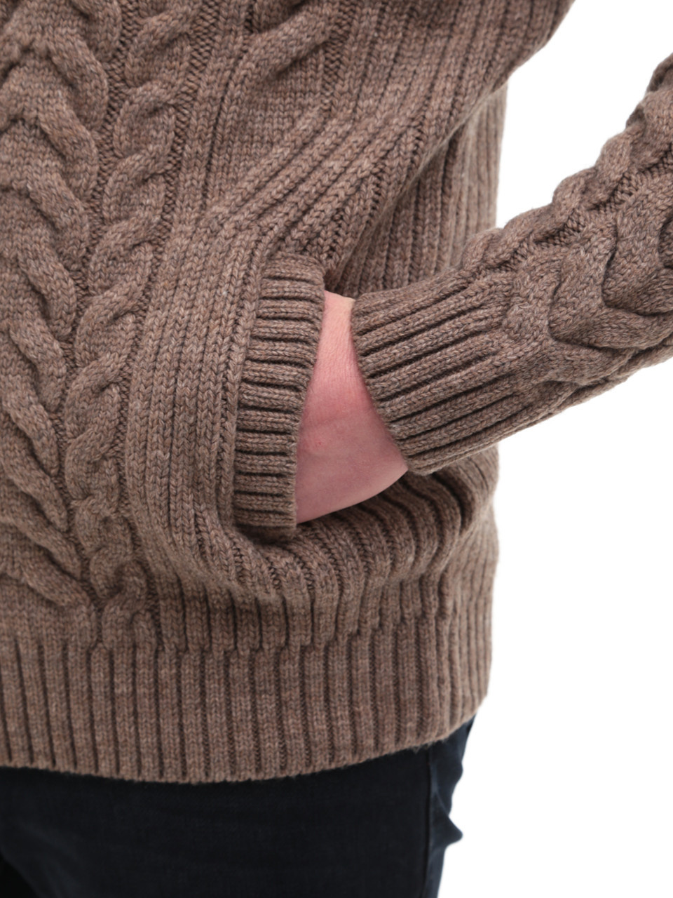 Свитер мужской бежевый на молнии зимний с воротом 230-321-3