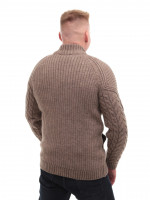 Свитер мужской бежевый на молнии зимний с воротом 230-321-3