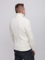 Светр чоловічий молочний теплий з горлом та косами 230-570-1