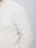 Светр чоловічий молочний теплий з горлом та косами 230-570-1