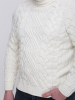 Светр чоловічий молочний теплий з горлом та косами 230-570-1