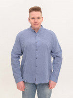 Рубашка мужская льняная синяя длинный рукав большой размер  8420-B-1