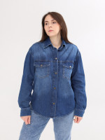 Сорочка жіноча синя джинсова великий розмір 102-B-2