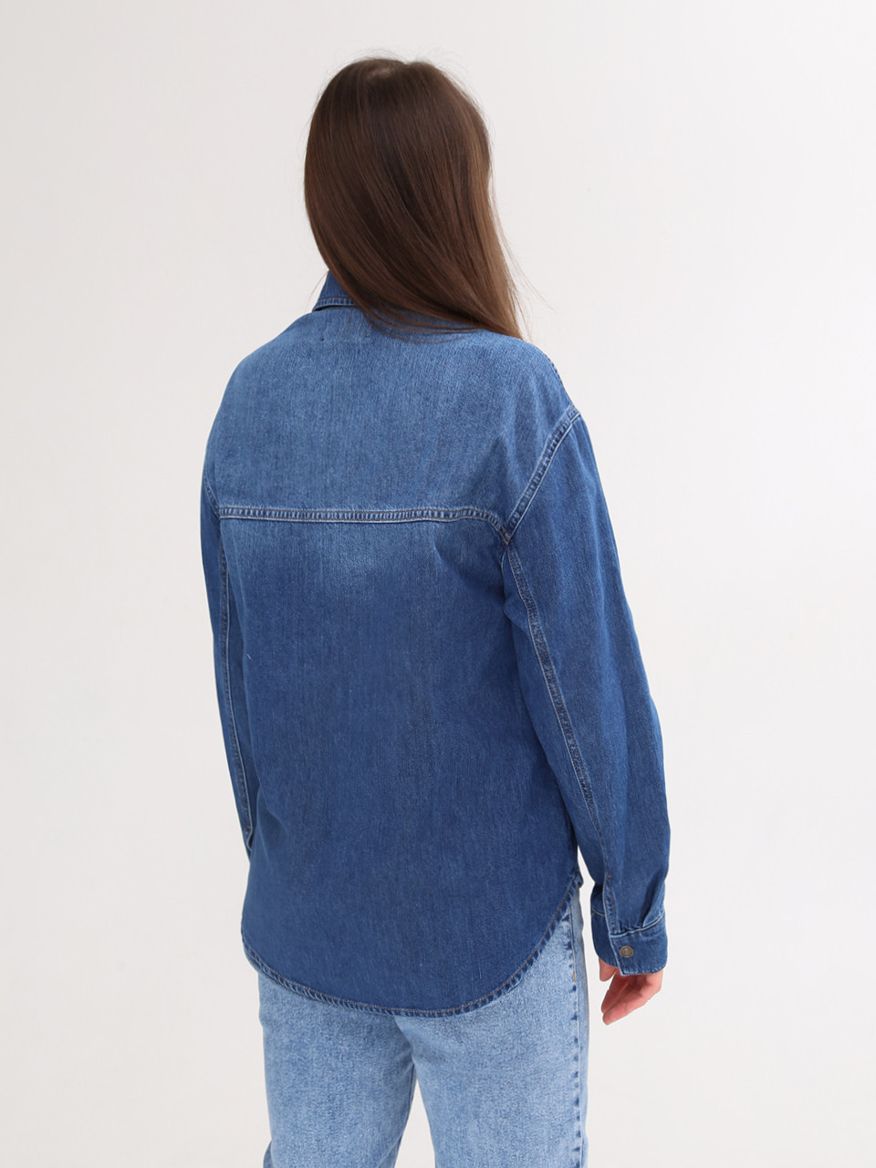 Сорочка жіноча синя джинсова великий розмір 102-B-2
