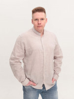 Сорочка чоловіча бежева лляна довгий рукав великий розмір 8420-B-2