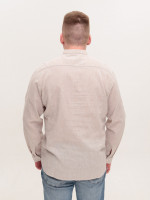 Сорочка чоловіча бежева лляна довгий рукав великий розмір 8420-B-2