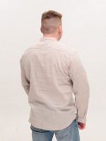 Сорочка чоловіча бежева лляна довгий рукав великий розмір 8420-B-2