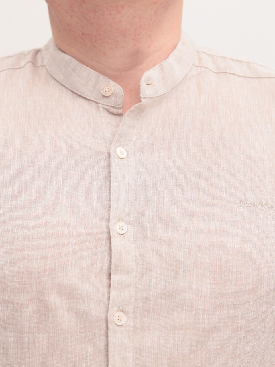 Сорочка чоловіча бежева лляна довгий рукав великий розмір 8420-B-2