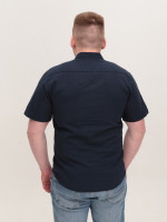 Сорочка чоловіча лляна темно-синя короткий рукав 2403-8