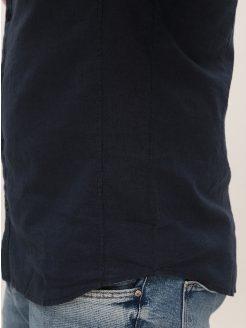 Сорочка чоловіча лляна темно-синя короткий рукав 2403-8