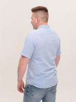 Сорочка чоловіча лляна блакитна короткий рукав 2403-9