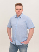 Сорочка чоловіча лляна блакитна короткий рукав 2403-9