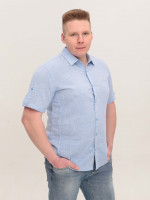 Сорочка чоловіча лляна блакитна короткий рукав 2403-9