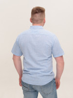 Сорочка чоловіча лляна блакитна короткий рукав 2403-9