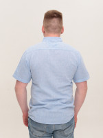 Сорочка чоловіча лляна блакитна короткий рукав 2403-9