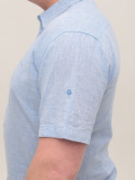 Сорочка чоловіча лляна блакитна короткий рукав 2403-9