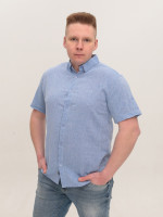 Сорочка чоловіча світло-синя лляна короткий рукав 6503-3