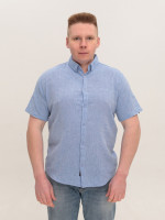 Сорочка чоловіча світло-синя лляна короткий рукав 6503-3