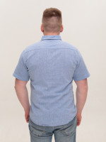 Сорочка чоловіча світло-синя лляна короткий рукав 6503-3