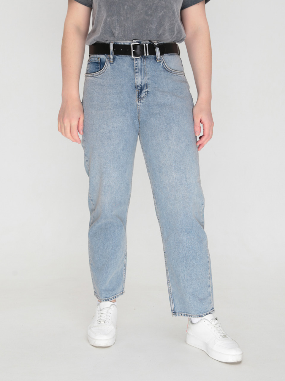 Джинси жіночі світло-сині МОМ прямі великий розмір 1574-1-B