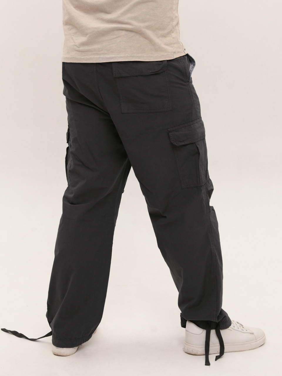 Штаны мужские серые широкие карго тонкие с карманами 8173-1