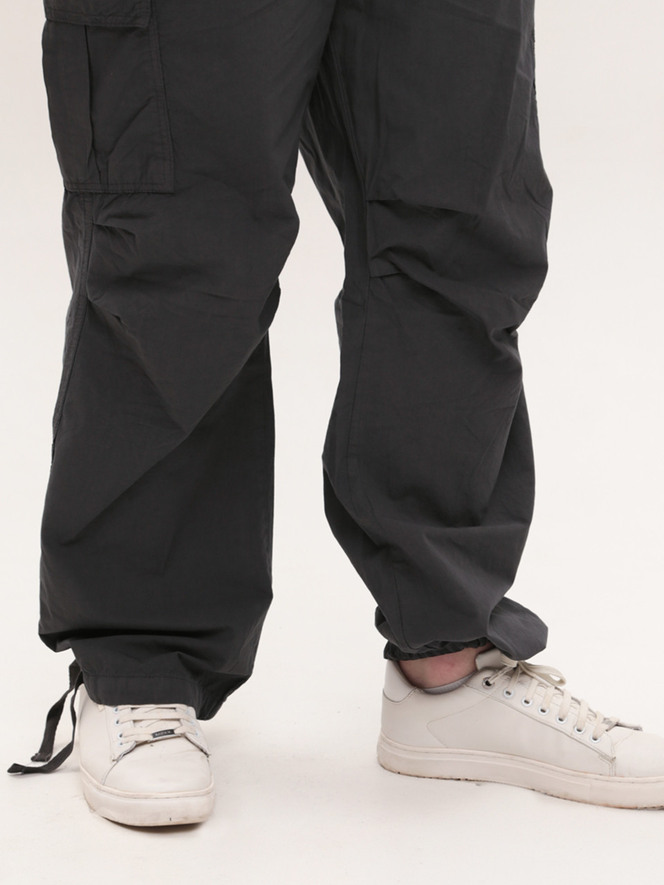 Штаны мужские серые широкие карго тонкие с карманами 8173-1