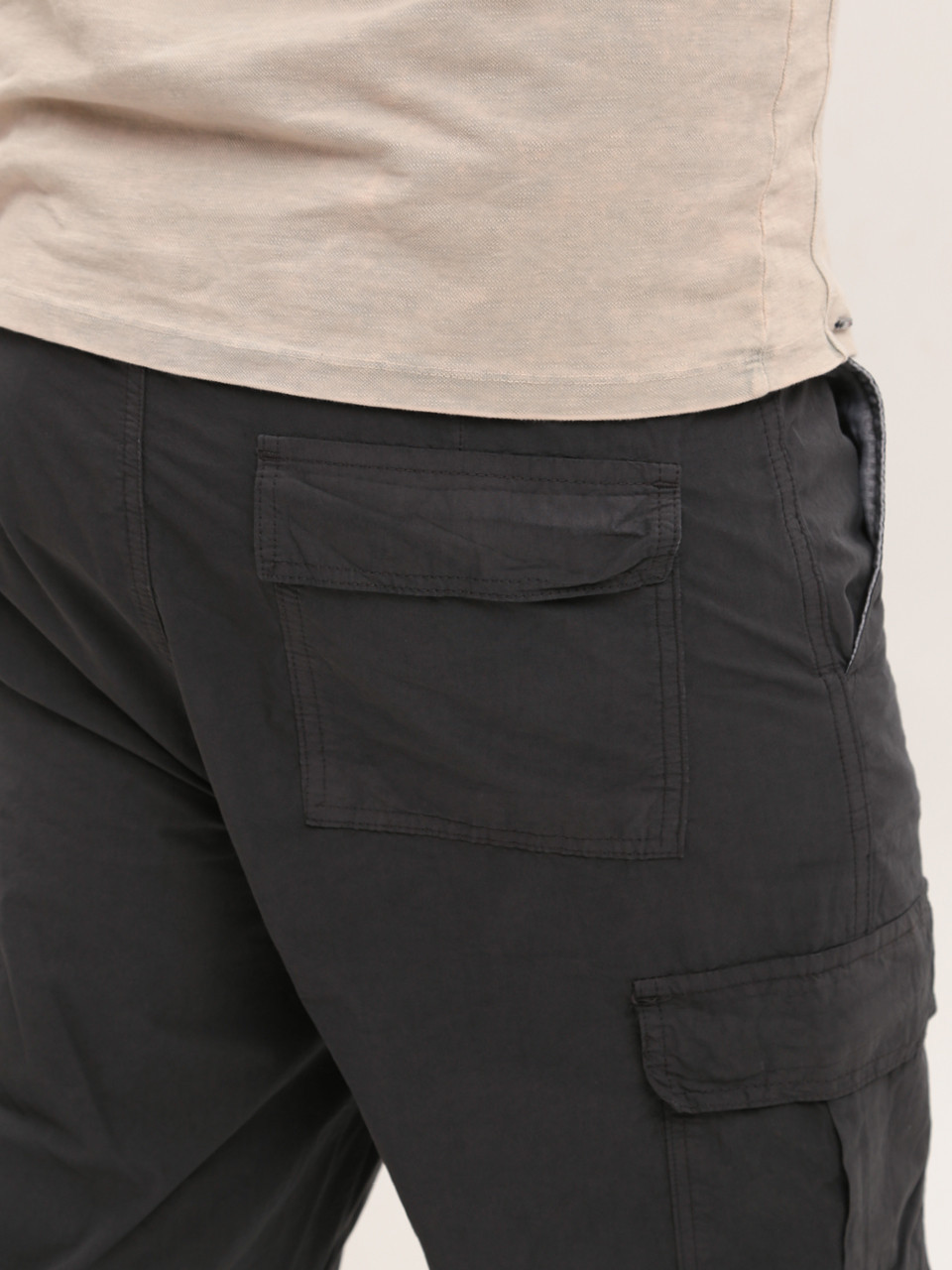 Штаны мужские серые широкие карго тонкие с карманами 8173-1