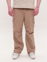 Штаны мужские бежевые широкие карго тонкие с карманами 8173-4