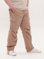Штаны мужские бежевые широкие карго тонкие с карманами 8173-4
